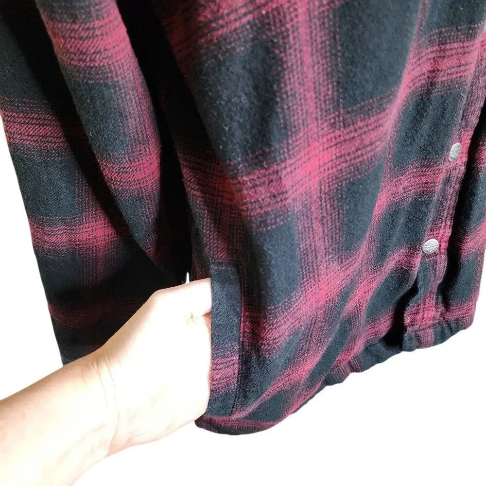 Harley Davidson Motorcycles Button Up Flannel Hoodie Jacket Size XL Plaid